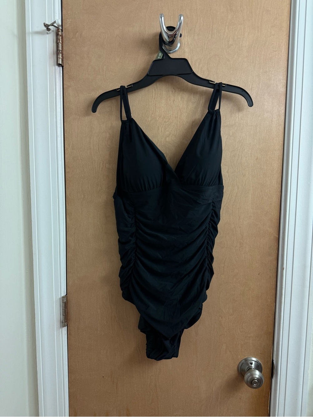 Calvin Klein Women's Shirred One Piece Black Swimsuit SZ 14 New